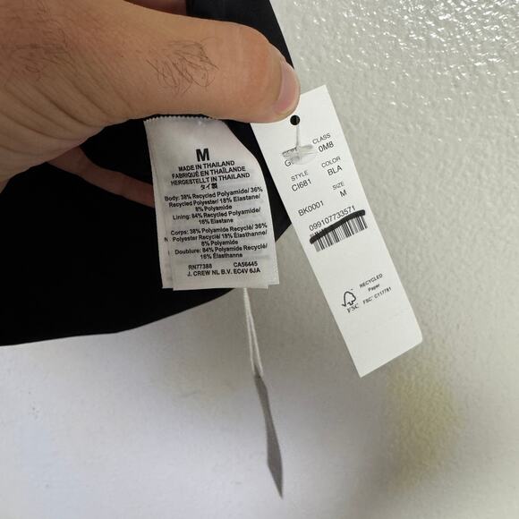 J.Crew Classic Sculpt Lana Bikini Top SZ M Black V-Neck Removable Pad Adjustable - Picture 5 of 8